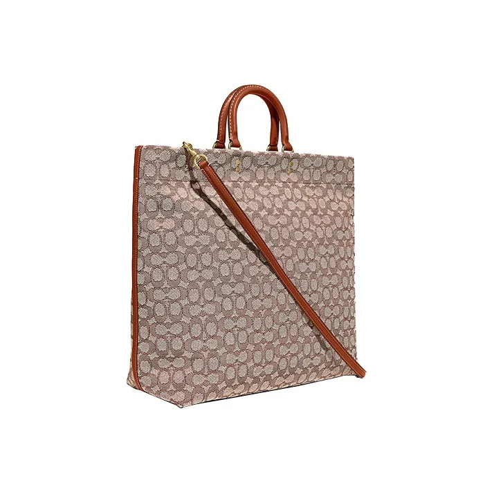 COACH Canvas Tote Bag Shopping Bag Canvas Bag Crossbody Bag One Shoulder Handbag Large Size Unisex Brown-1