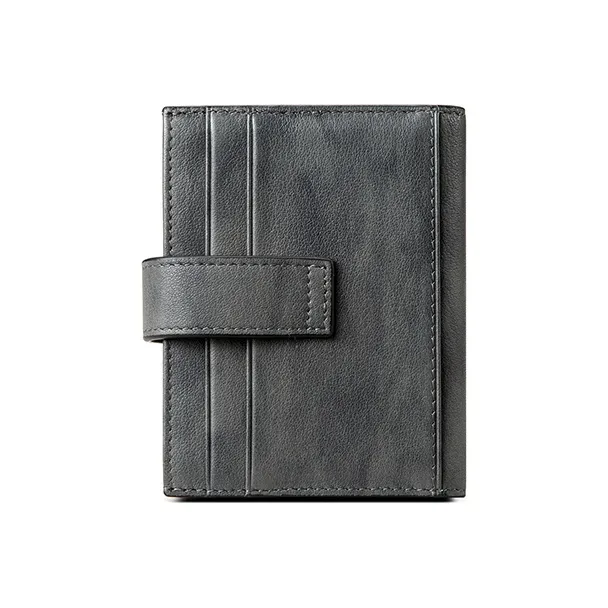 Jeep Genuine Leather Small Card Holder Men's Light Gray-3