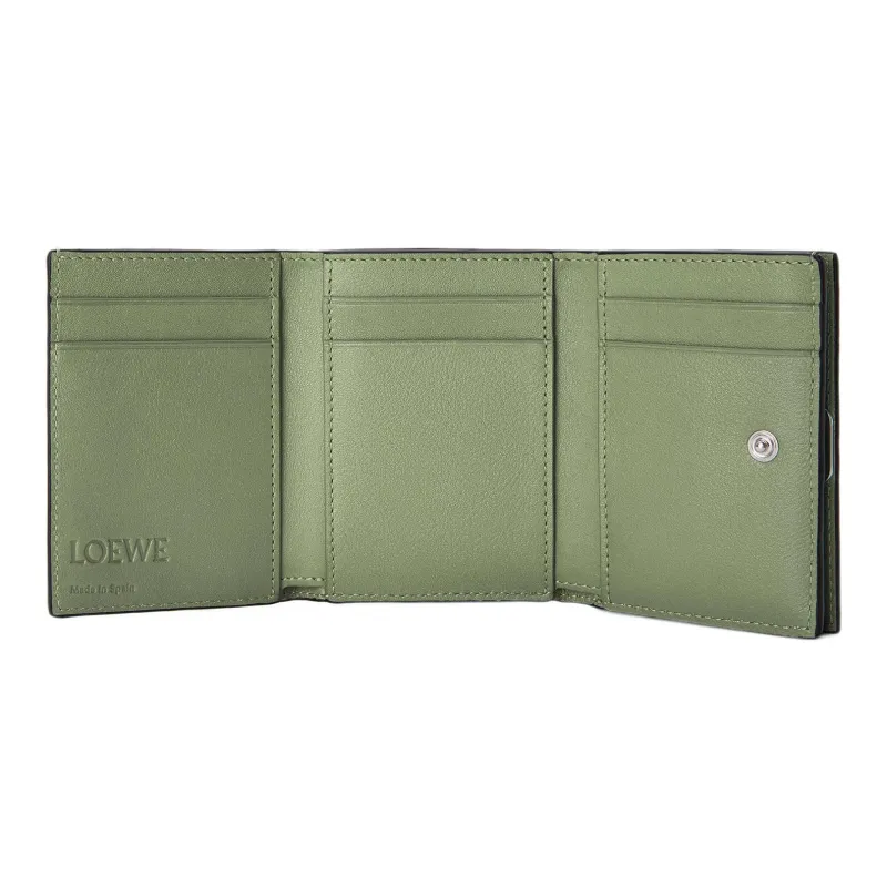 LOEWE Anagram Pebble Grain Calfskin Wallet Women's Green-4