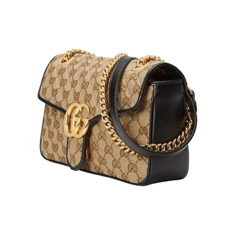GUCCI Canvas With Leather Shoulder Bag, Crossbody Bag Small Size Women's Ebony & Black-2