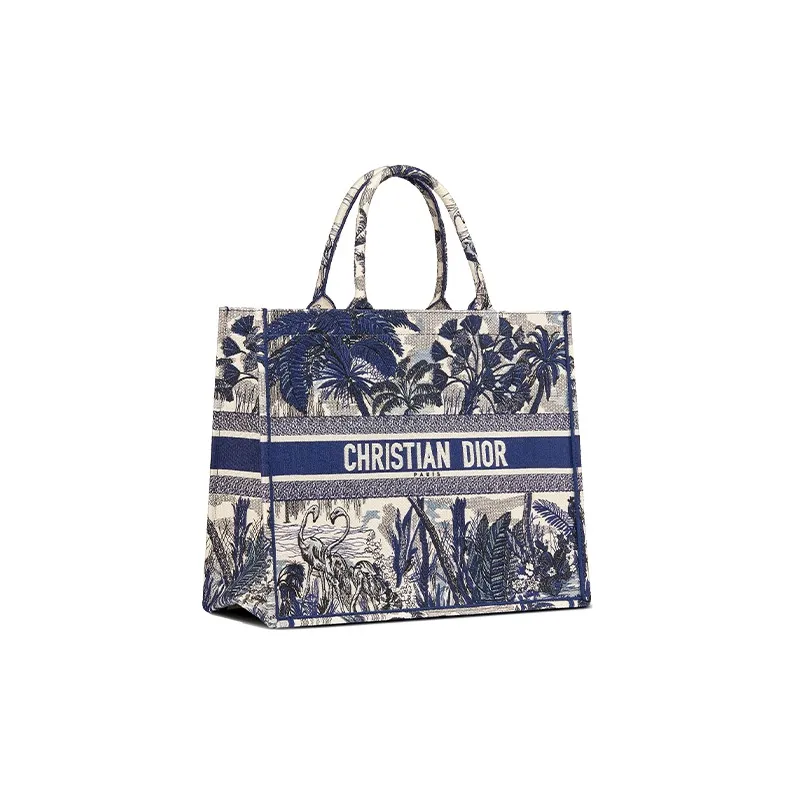 DIOR BookTote Canvas Tote Bag Shopping Bag Handbag Large Size Women's Blue-1