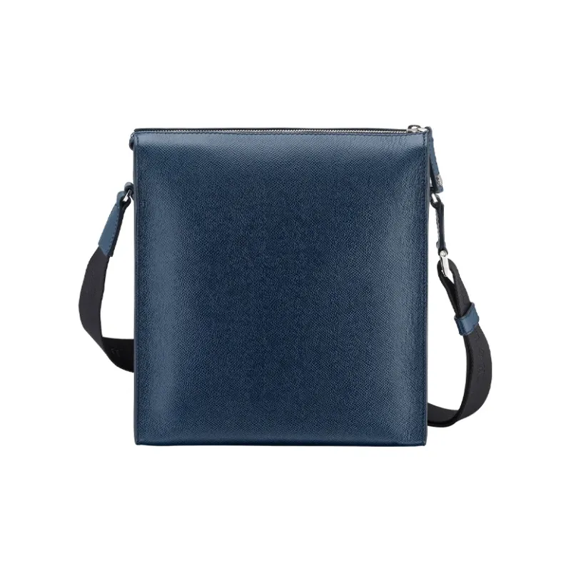 BVLGARI Grain Calfskin Messenger Bag, Crossbody Bag Men's Sapphire Blue-2