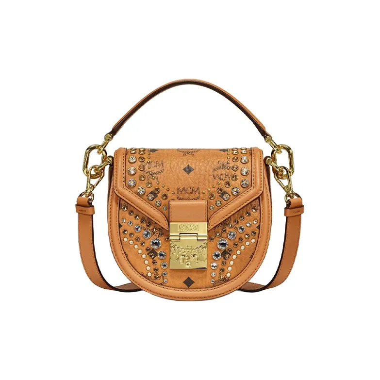 MCM Leather Shoulder Bag Mini Women's Cognac-0
