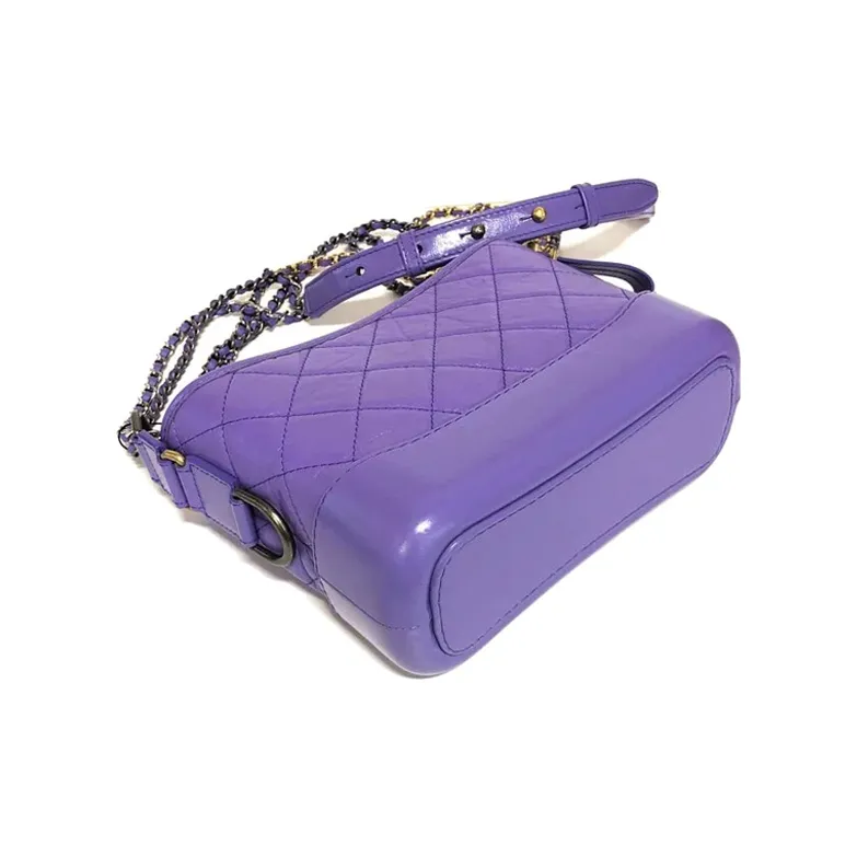 CHANEL Gabrielle Calfskin Hobo Bag, Handbag, Shoulder Bag, Crossbody Bag Trumpets Women's Purple-4