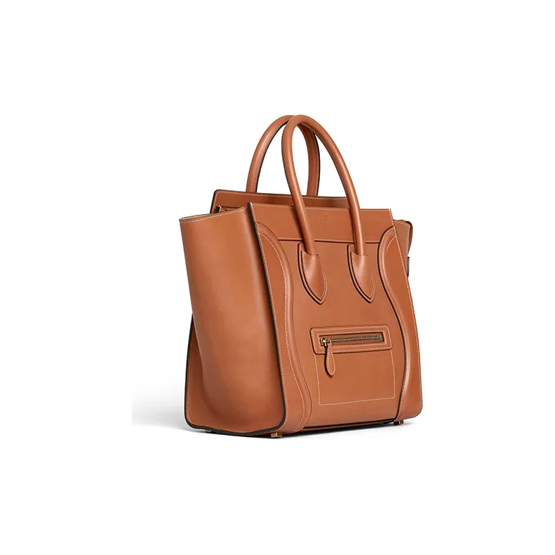 CELINE Luggage Cow Leather Handbag Handbag Large Size Women's Tawny-1