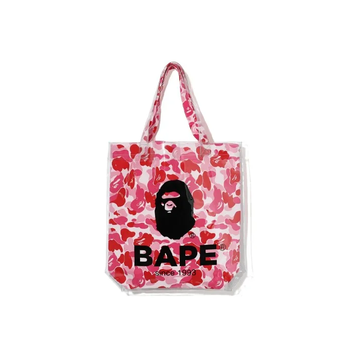 A BATHING APE Bape Cotton Tote Bag Shopping Bag Shoulder Bags Regular Unisex Green Camouflage/Pink-4