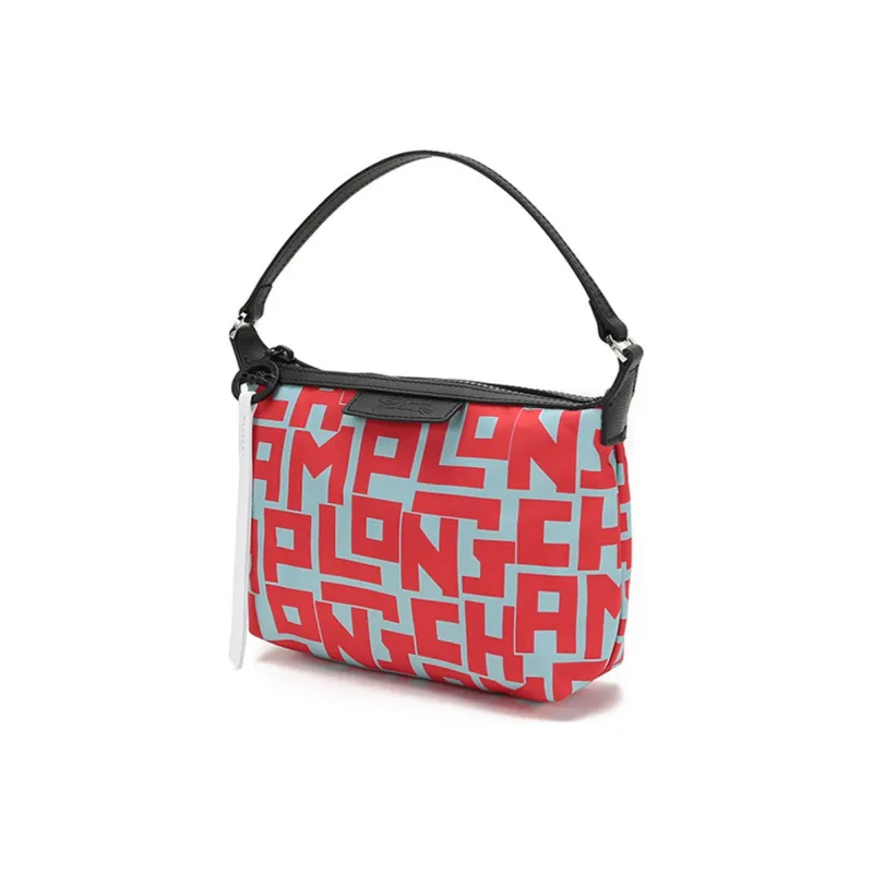 LONGCHAMP Le Pliage Fabric Handbag Small Size Women's Light Blue Red-1