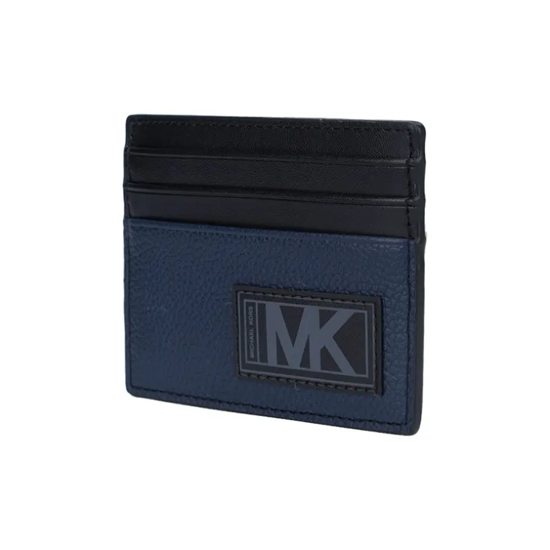 MICHAEL KORS Gifting Cow Leather Card Clip Wallets Mini Men's Navy Blue-1