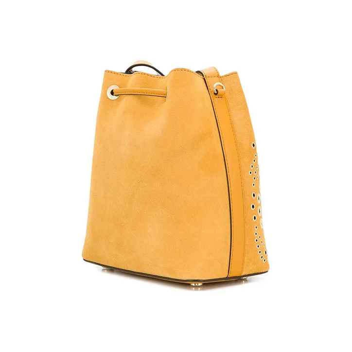 MICHAEL KORS Cary Leather Bucket Portable Crossbody Bag, Shoulder Bag Small Size Women's Golden Orange-1