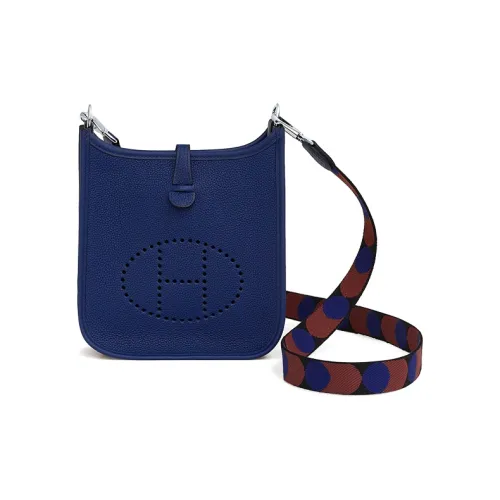 HERMES Maurice Cow Leather Shoulder Bag Crossbody Bag Mini Unisex Sapphire Blue/Black