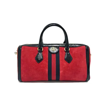 GUCCI Ophidia Patent Leather Binding Suede Shoulder Bag Crossbody Bag Handbag Medium Size Women's Red