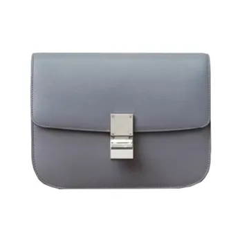 CELINE Classic Bo Cow Leather Tofu Bag Shoulder Bag Crossbody Bag Medium Size Women's Light Gray