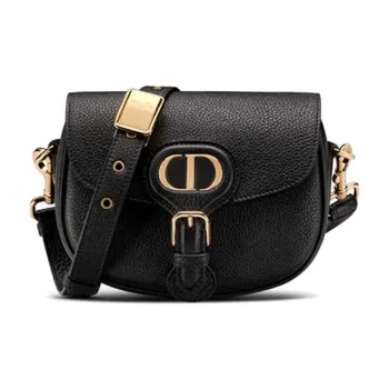 DIOR Bobby Grained Calfskin Shoulder Bag Crossbody Bag Small Size Women's Black