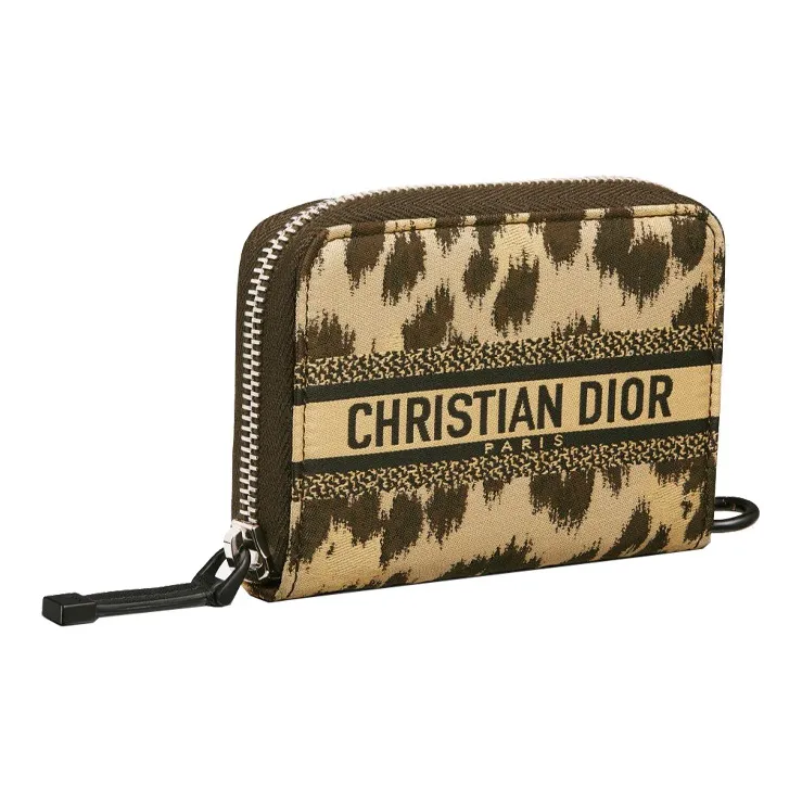 DIOR Travel Technical Fabric Clutch Coin Purse Card Holder Women's Beige-1