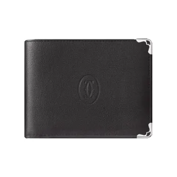 CARTIER Must De Cartier Cow Leather Wallets Card Holders Women's Black