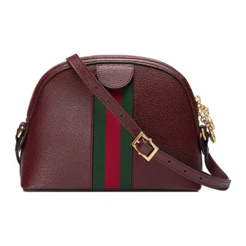 GUCCI Ophidia Leather Dome Bag Shoulder Bag Crossbody Bag Small Size Women's Burgundy