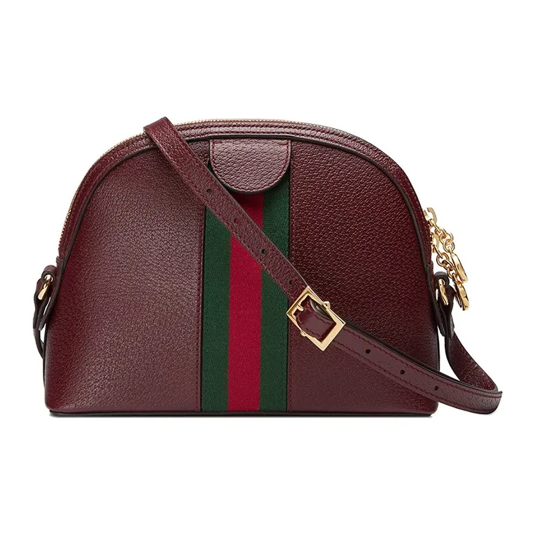 GUCCI Ophidia Leather Dome Bag, Shoulder Bag, Crossbody Bag Trumpets Women's Burgundy-0