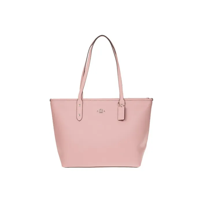 COACH City Zip Tote Cow Leather Tote Bag, Shopping Bag, Shoulder Bag Women's Light Cherry Blossom Pink-0