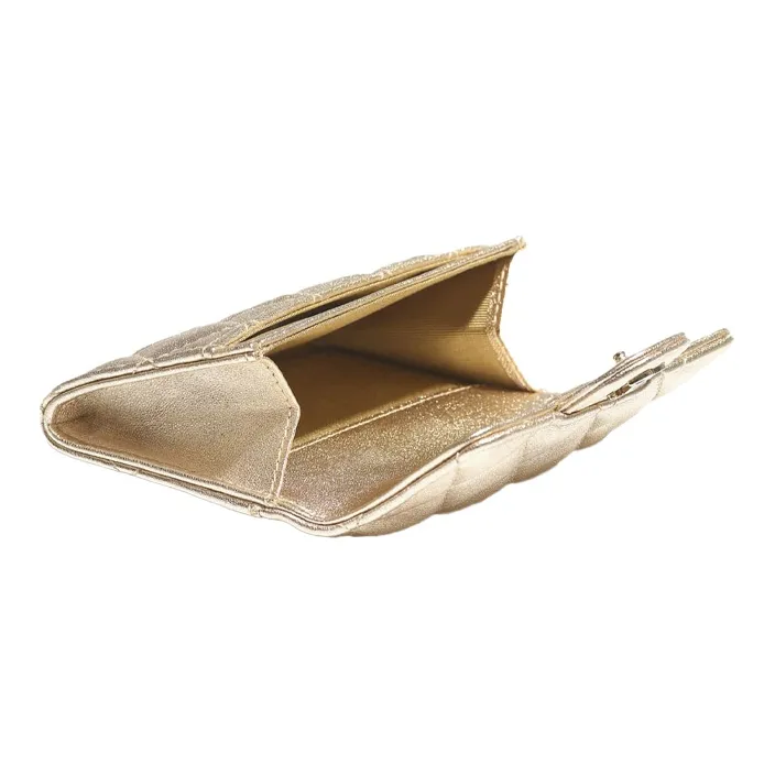 CHANEL Classic Flap CF Lambskin Flap Card Holder, Coin Purse Women's Champagne Gold-3