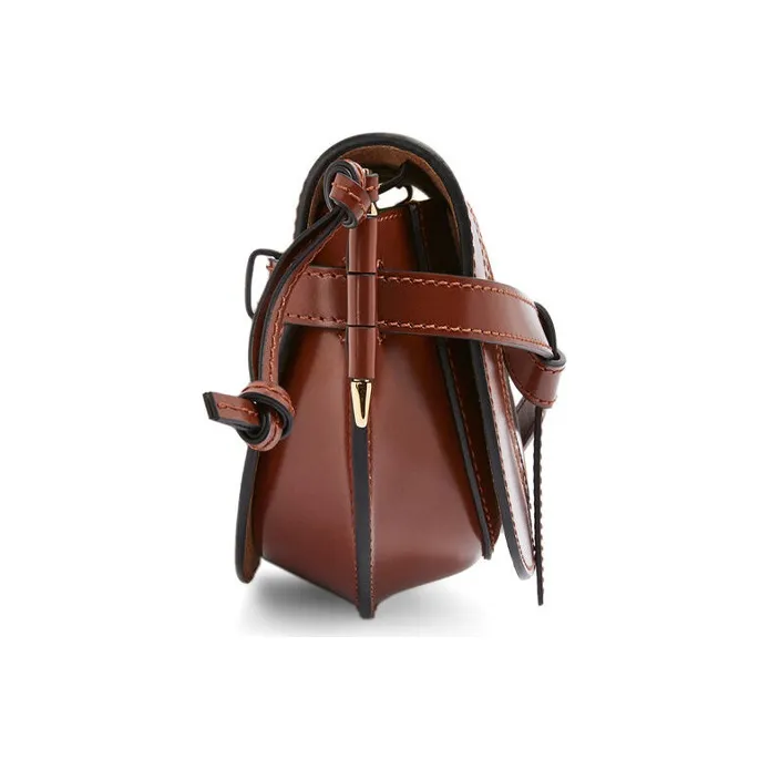 LOEWE Gate Smooth Calf Leather Saddle Bag Shoulder Bag Crossbody Bag Mini Women's Cognac/White-2