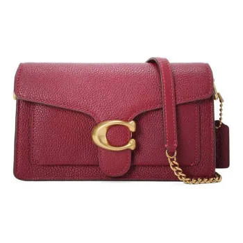 COACH Leather Shoulder Bag Crossbody Bag Small Size Women's True Red
