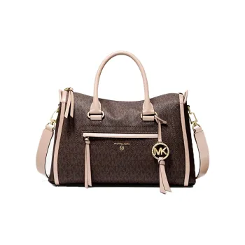 MICHAEL KORS Carine Cow Leather Shoulder Bag Crossbody Bag Handbag Medium Size Women's Dark Brown/Nude Pink