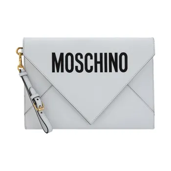 MOSCHINO Leather Clutch Regular Women's White