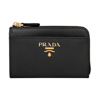 PRADA Saffiano Leather Key Pouch Unisex Black