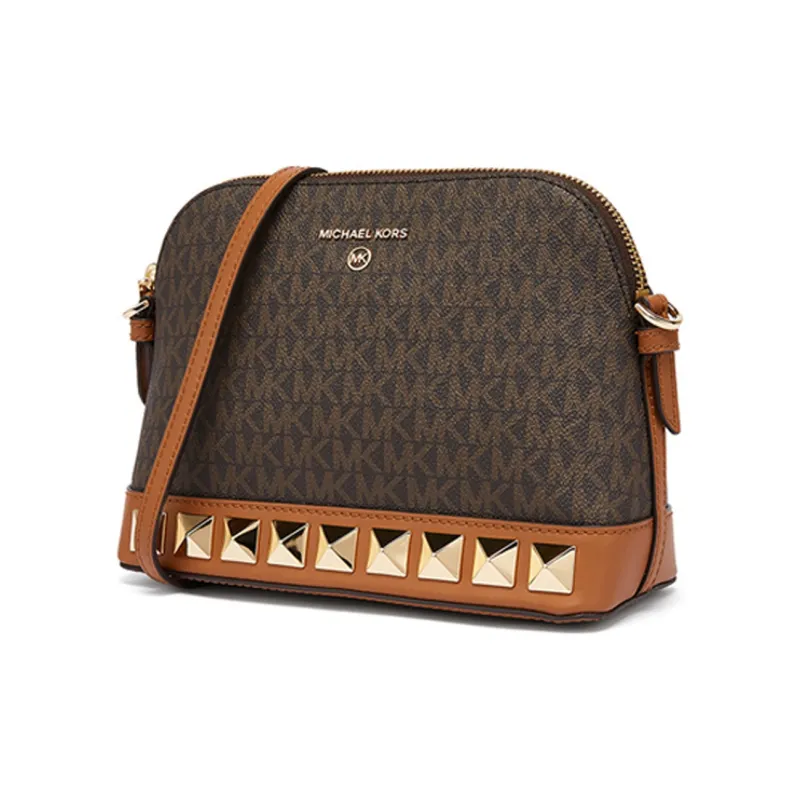 MICHAEL KORS Charm PVC Dumpling Bag, Dome Bag, Crossbody Bag, Shoulder Bag Women's Brown-1