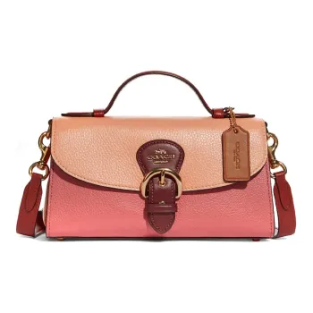 COACH Kleo Leather One Shoulder Handbag Crossbody Bag Medium Size Women's Nude Pink Blush Pink Fuchsia Multicolor