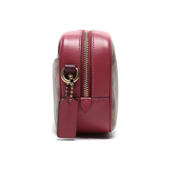 COACH Camera Coated Canvas With Leather Crossbody Bag Shoulder Bag Women's Red Apple Brown Multicolor-2