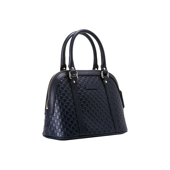 GUCCI Cow Leather Dome Bag Shoulder Bag Crossbody Bag Handbag Small Size Women's Dark Blue-1