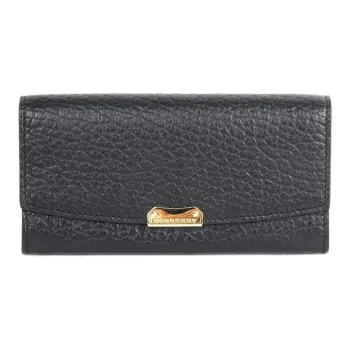 Burberry Cow Leather Card Holder Wallet Regular Women's Black