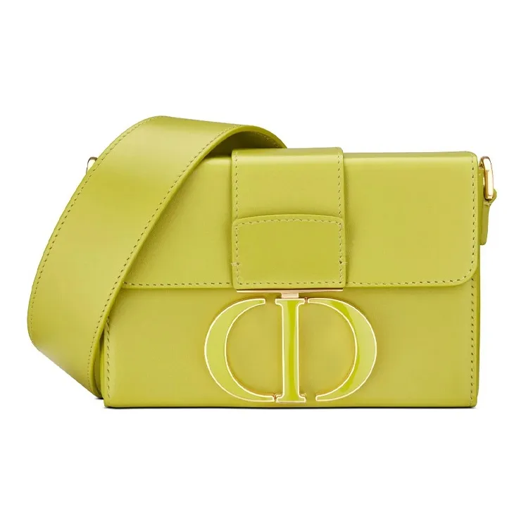 DIOR 30 Montaigne Cow Leather Crossbody Bag, Shoulder Bag Women's Green Yellow-0