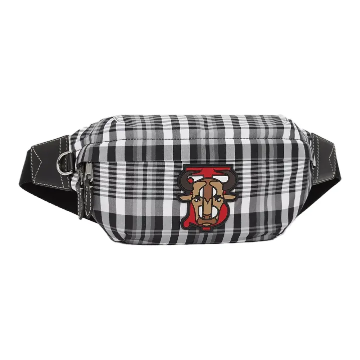 Burberry Nylon Crossbody Bags Fanny Pack Men's Black/White-1