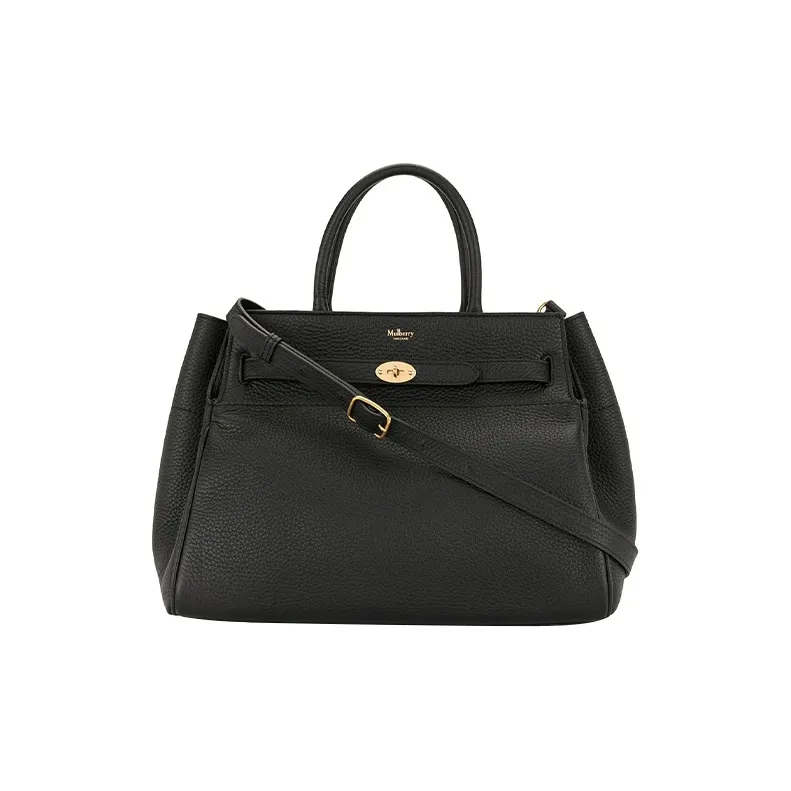 Mulberry Bayswater Leather Shoulder Bag, Crossbody Bag, Handbag Clutch Women's Black-0
