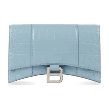 Balenciaga Hourglass Cow Leather Wallet Women's Blue