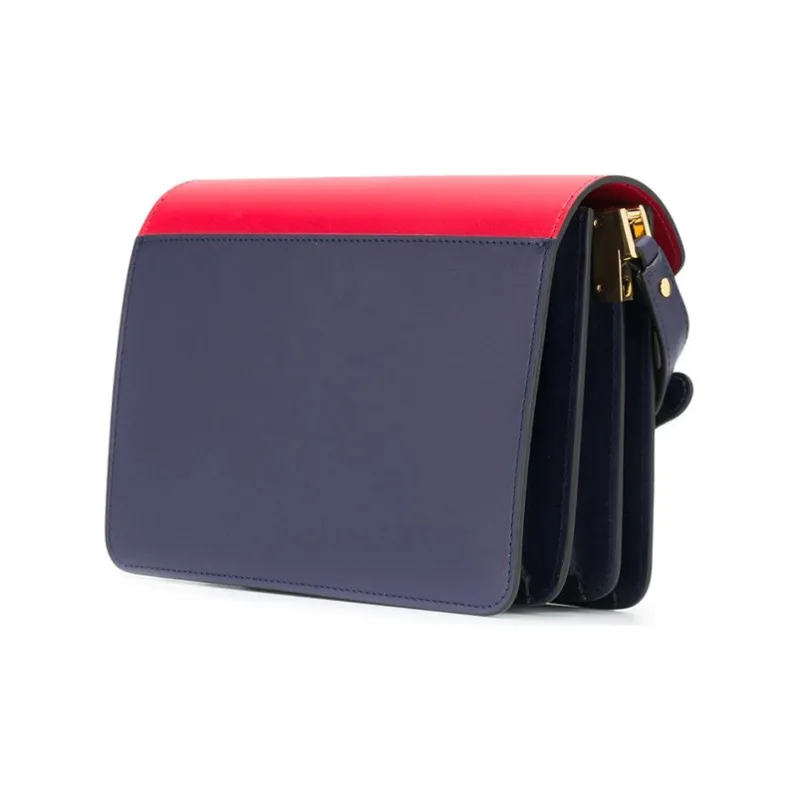 MARNI Trunk Smooth Finish Calfskin Shoulder Bag Women's Red & Blue-1