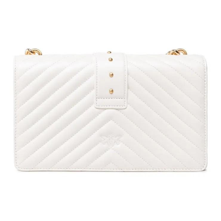 PINKO LOVE Series Quilted Leather Bird Bag, Swallow Bag, Shoulder Bag, Crossbody Bag Medium Size Women's White-4