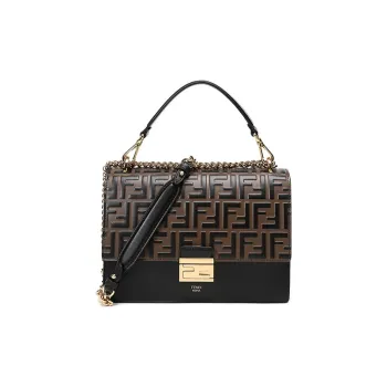FENDI Kan I Leather Trunk Bag Crossbody Bag Handbag Shoulder Bag Regular Women's Black/Brown