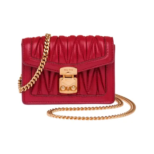 MIU MIU Sheepskin Messenger Bag Shoulder Bag Crossbody Bag Mini Women's Red
