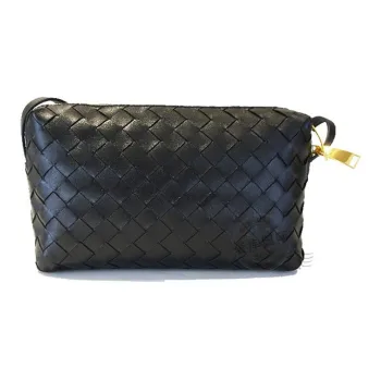 Bottega Veneta Cow Leather One Shoulder Crossbody Clutches Women's Black