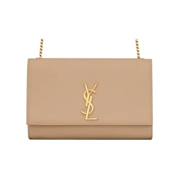 SAINT LAURENT Grain Embossed Leather, Chain Portable Crossbody Bag, Shoulder Bag Women's Dark Beige