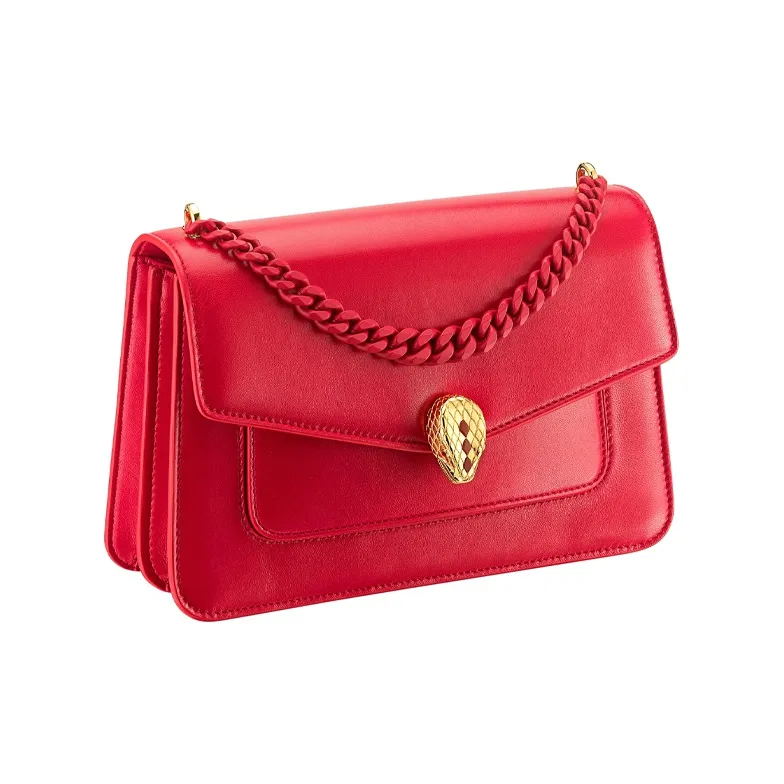 BVLGARI Sheepskin Crossbody Bag, Shoulder Bag Women's Pomegranate Red-1