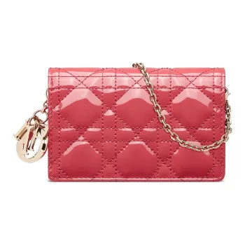 DIOR Cow Leather Clutches Shoulder Bag Crossbody Bag Women's Berry Pink