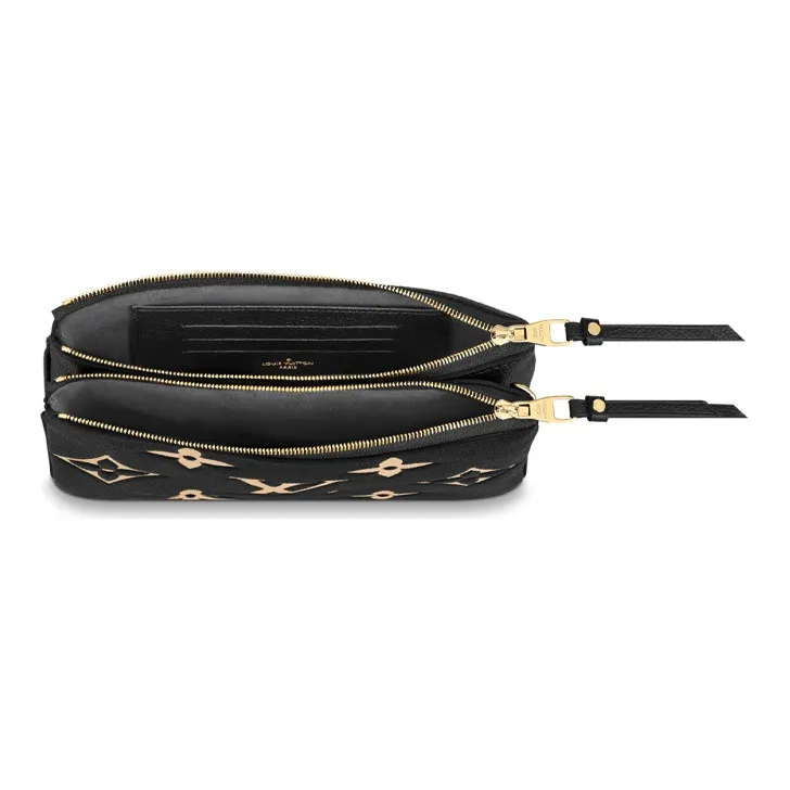 LOUIS VUITTON Double Zip Pochette Bi color Monogram Black/Brown-2