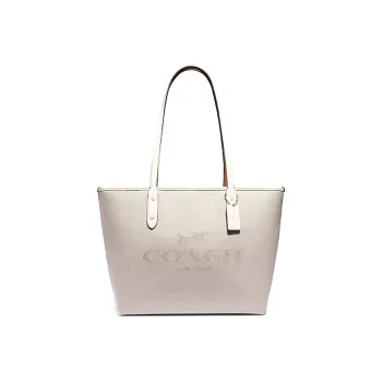 COACH City Zip Tote Fabric With Cow Leather Tote Bag Shopping Bag Handbag Shoulder Bag Women's Pure White