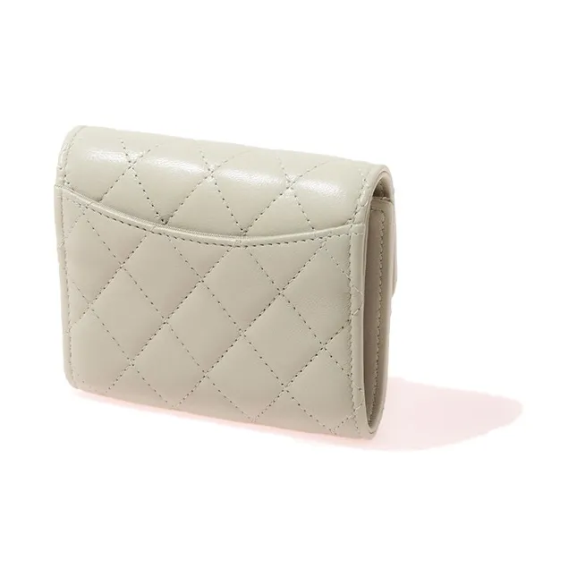 CHANEL Lambskin Classic Flap Wallet Trumpets Women's Light Green-2