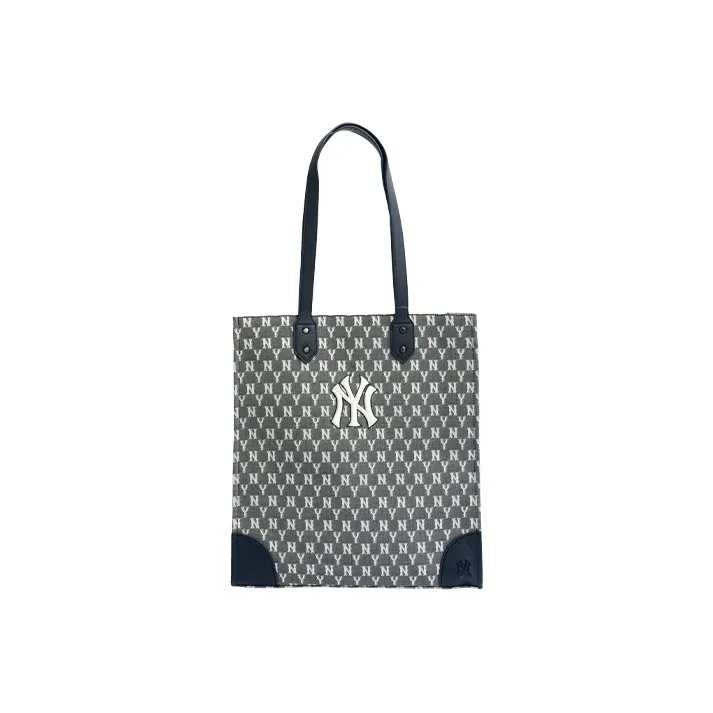 MLB Monogram Collection Polyester Tote Bag Shopping Bag Combo One Shoulder Handbag Large Size Unisex Blue-0