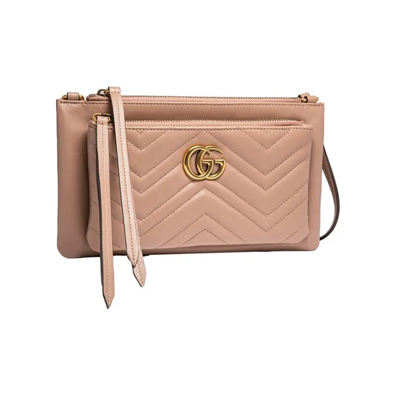 GUCCI GG Marmont Quilted Cow Leather Shoulder Bag Crossbody Bag Women's Nude Pink-1